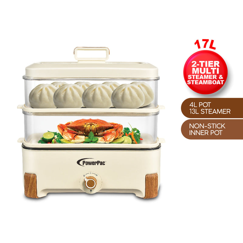 PowerPac 17L 2-in-1 Multi Function Food Steamer PPS705