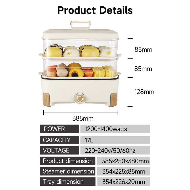 PowerPac 17L 2-in-1 Multi Function Food Steamer PPS705