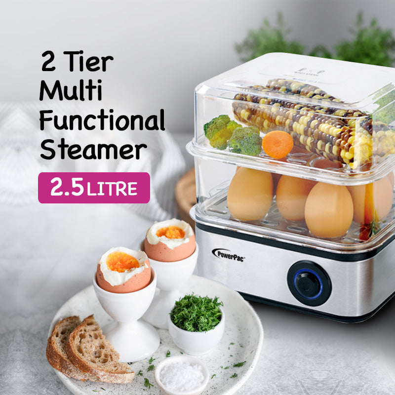 PowerPac 2.5L Multifunction 2-Tier Steamer PPS706