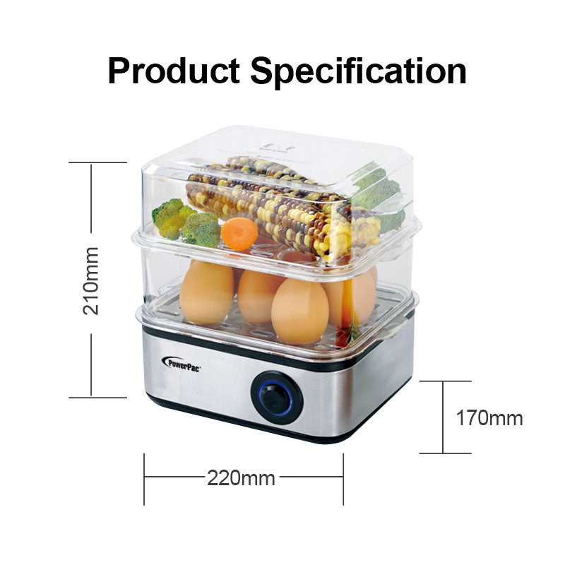PowerPac 2.5L Multifunction 2-Tier Steamer PPS706