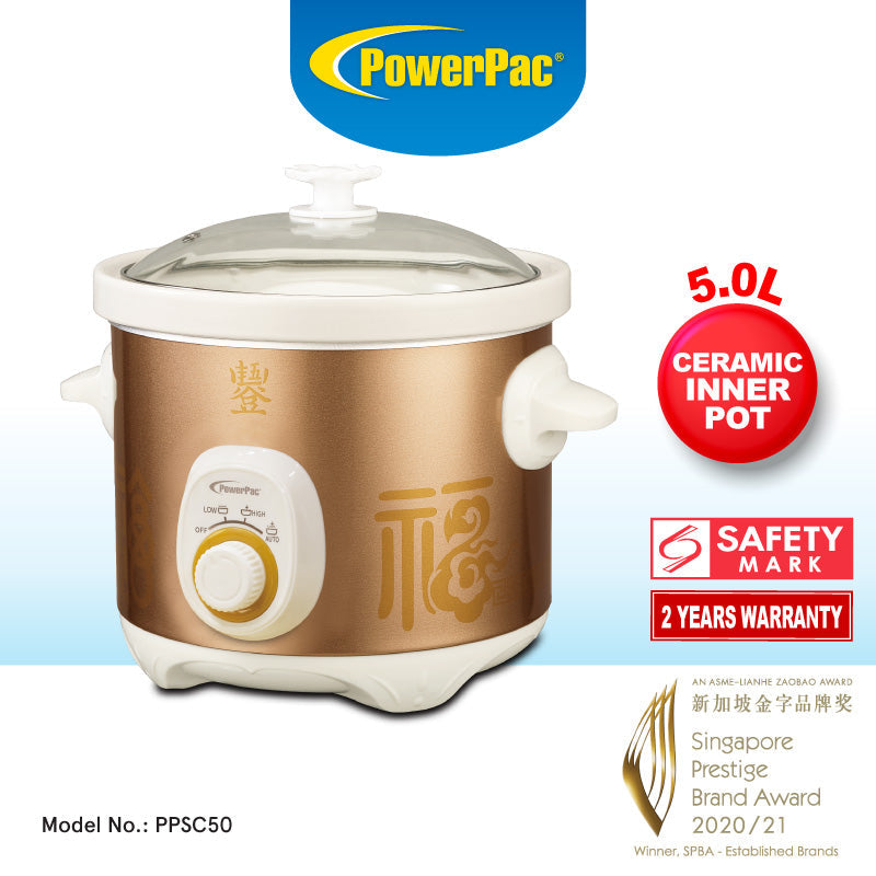 PowerPac 5L Slow Cooker with Ceramic Pot PPSC50