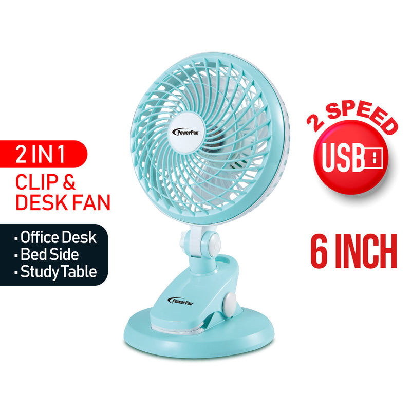 PowerPac 6" Clip & Table Fan PPUF221