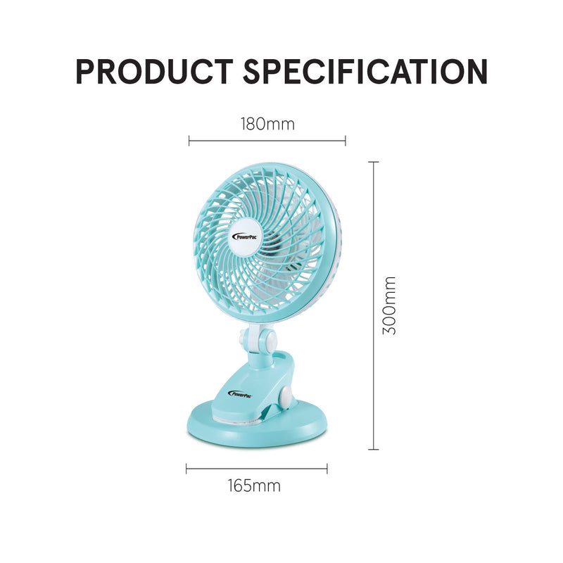 PowerPac 6" Clip & Table Fan PPUF221