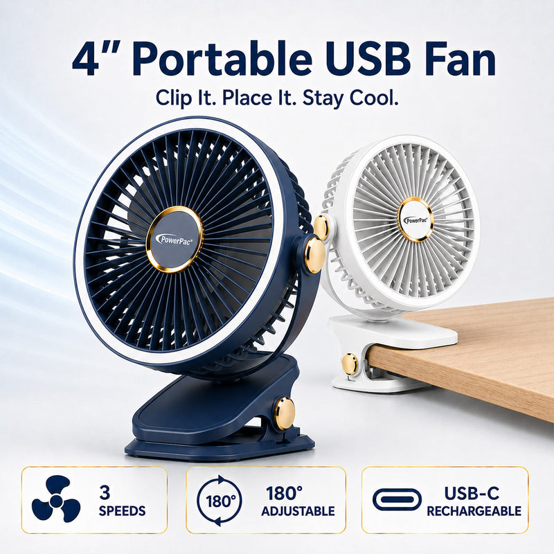 PowerPac 4" Clip/Desk Fan PPUF226