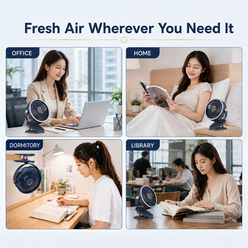 PowerPac 4 Inch Rechargeable USB Clip Fan PPUF226