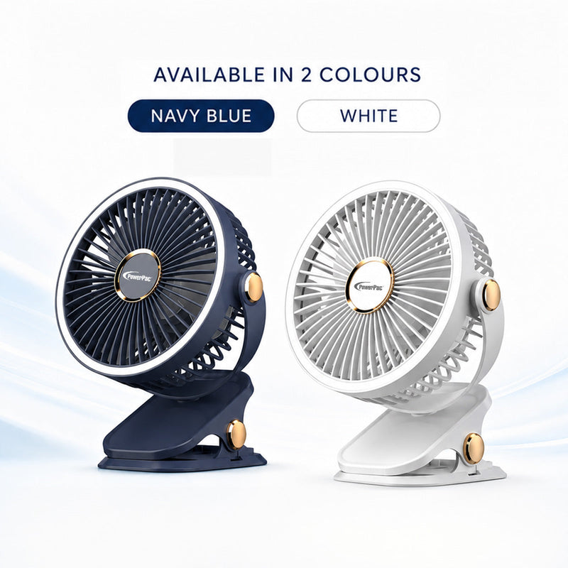 PowerPac 4 Inch Rechargeable USB Clip Fan PPUF226