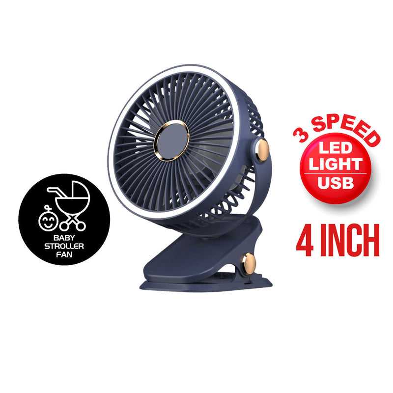 PowerPac 4 Inch Rechargeable USB Clip Fan PPUF226