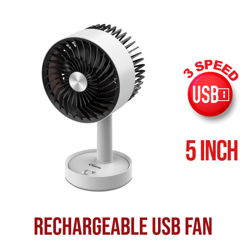 PowerPac 5-Inch Portable USB Table Fan PPUF230