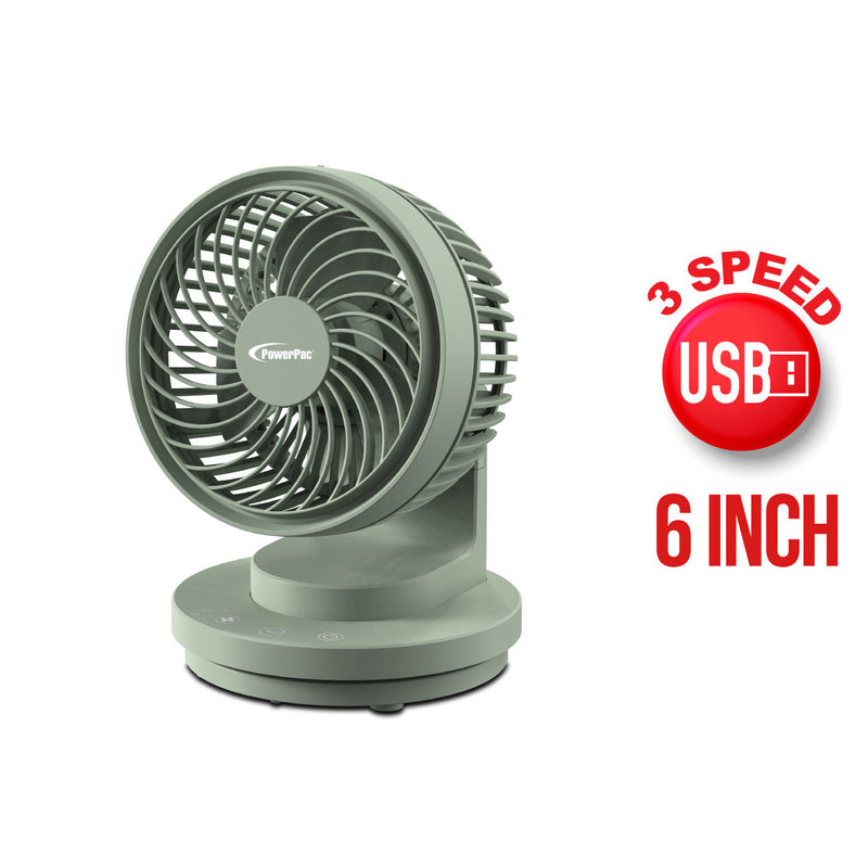 PowerPac 6" USB Table Fan PPUF237