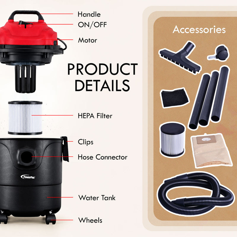 PowerPac 12L Wet & Dry Vacuum Cleaner PPV1300