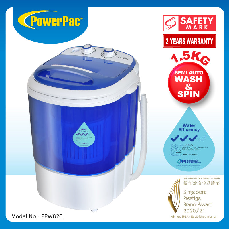 PowerPac 1.5kg 2-in-1 Mini Washing Machine PPW820