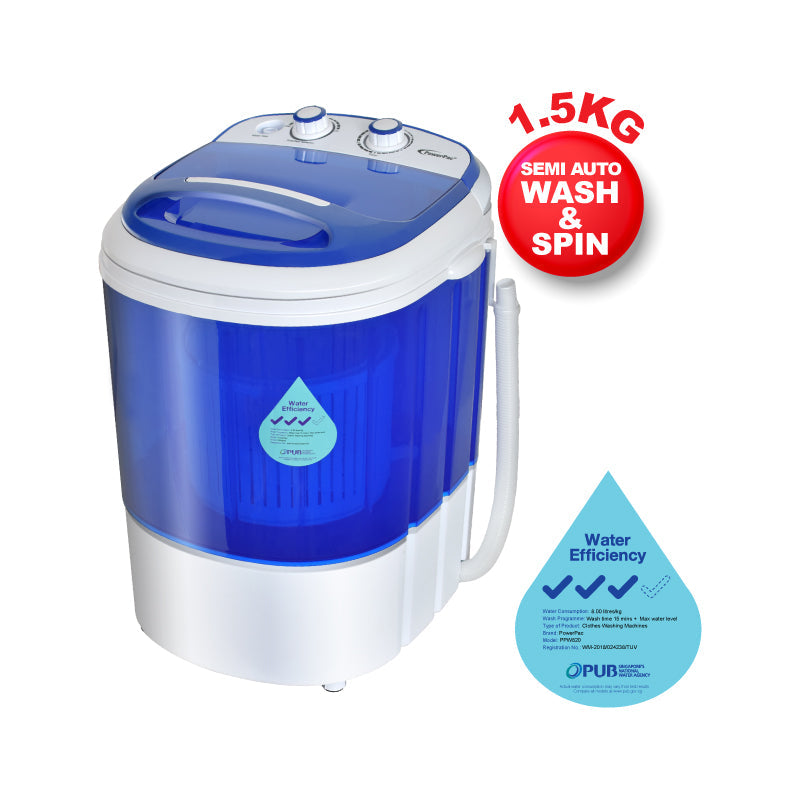 PowerPac 1.5kg 2-in-1 Mini Washing Machine PPW820