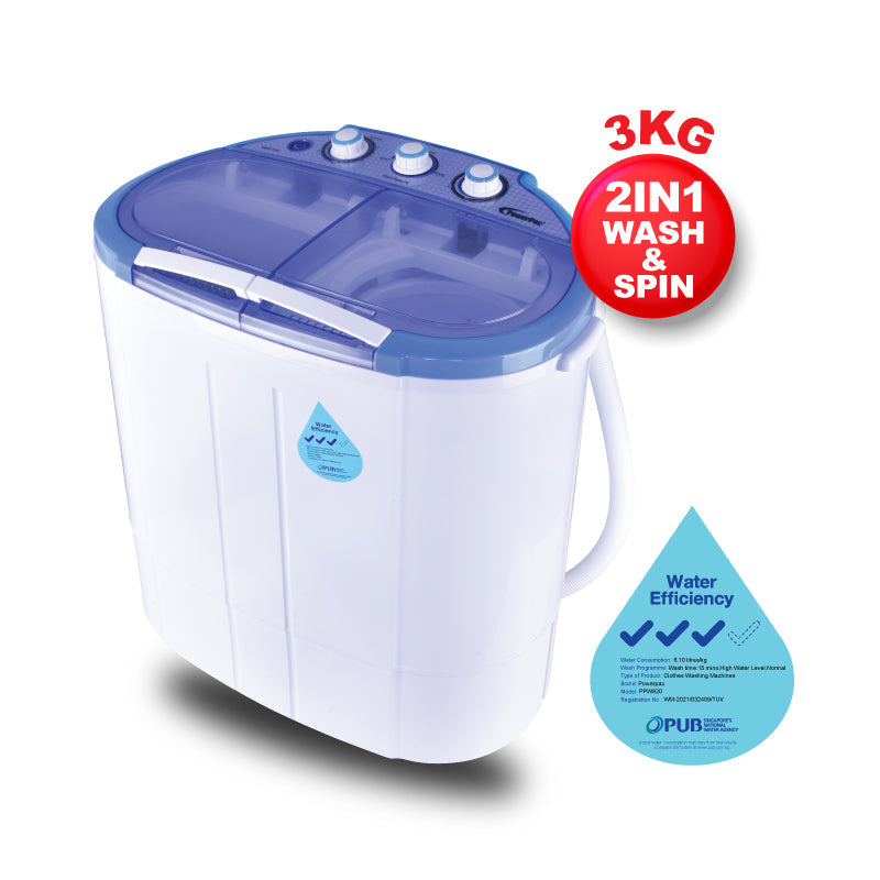 PowerPac 2-in-1 Twin Tub Mini Washing Machine PPW920
