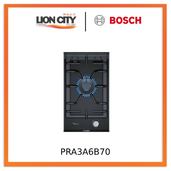 Bosch PRA3A6B70 Series 8 Domino gas hob 30 cm Glass ceramic, Black