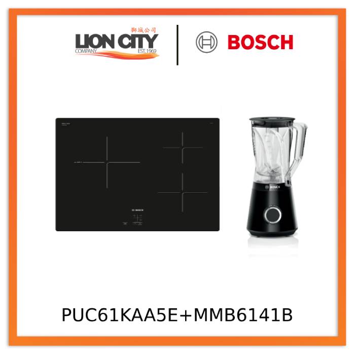 Bosch PUC61KAA5E Series 2 Induction hob 60 cm Black, Surface mount without frame + MMB6141B Blender VitaPower Serie | 4 1200 W Black