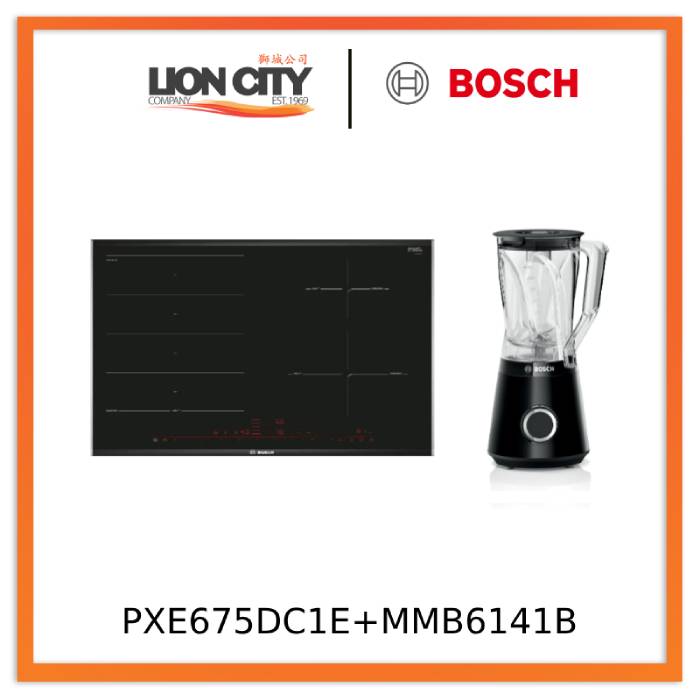 Bosch PXE675DC1E Glass Ceramic Built-in Induction Hob + MMB6141B Blender VitaPower Serie | 4 1200 W Black