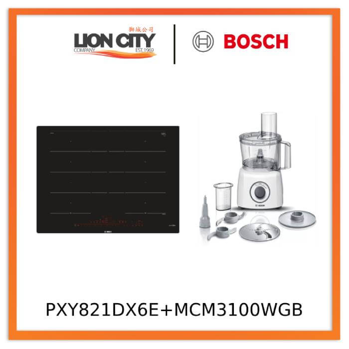 Bosch PXY821DX6E Series 8 Induction hob 80 cm Black + MCM3100WGB Food processor MultiTalent 3700 W White