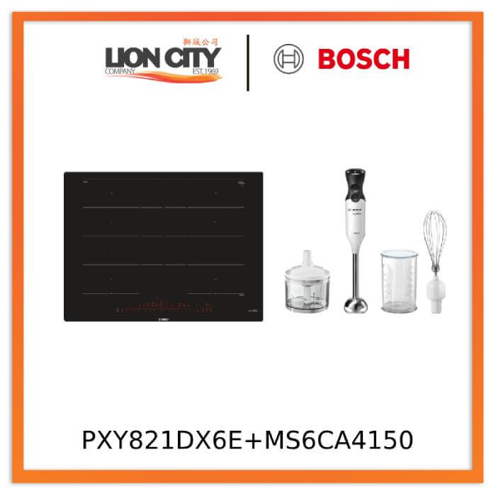Bosch PXY821DX6E Series 8 Induction hob 80 cm Black + MS6CA4150 Hand blender ErgoMixx 800 W White, anthracite