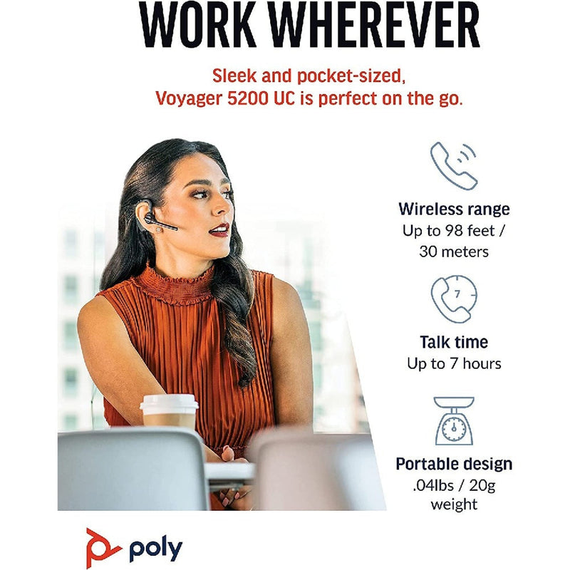 HP Poly Voyager 5200 Office Wireless Headset 2-Way Base USB-C