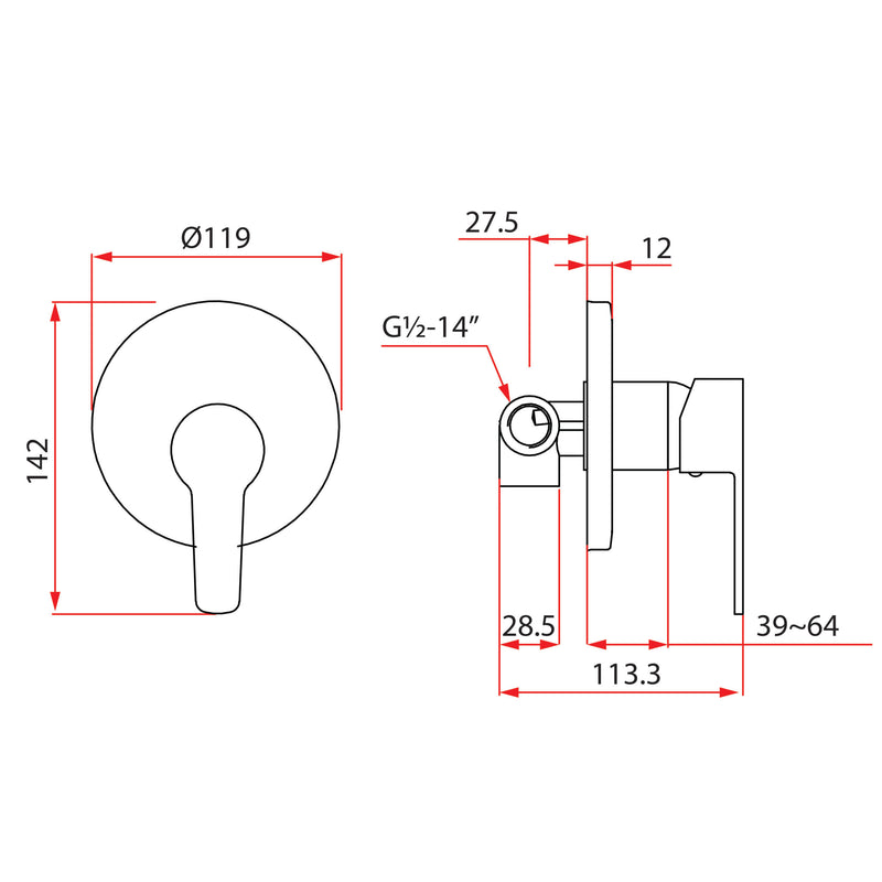 Rubine PREMIO 2468 Concealed Shower Mixer Chrome