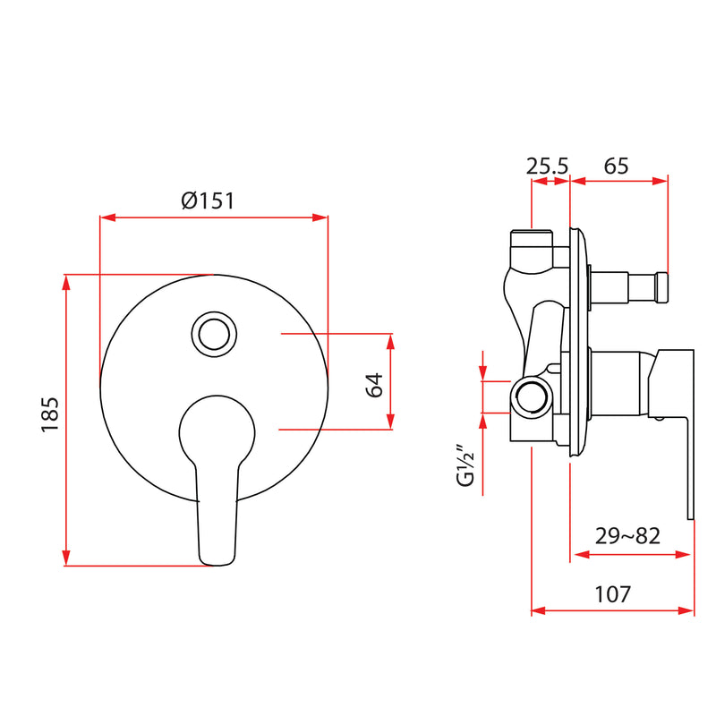 Rubine PREMIO 2469 Concealed Bath Mixer