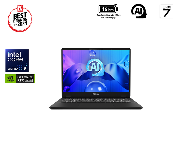 Prestige 14 AI Studio C1U 14" 2.8K Laptop Intel Core Ultra 5 16GB 512GB
