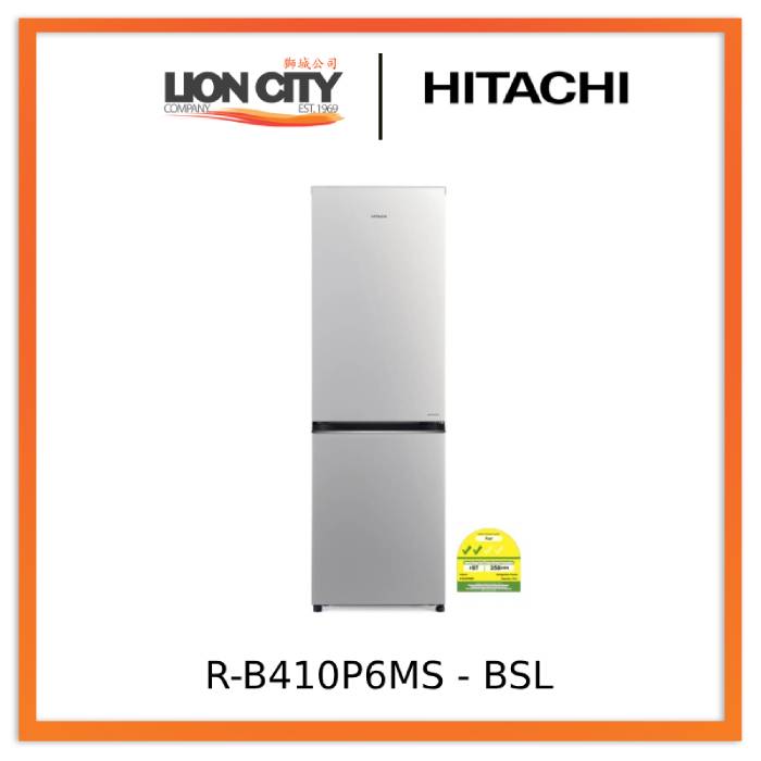 Hitachi 330L 2 Door Fridge R-B410P6MS-BSL (bottom Freezer)