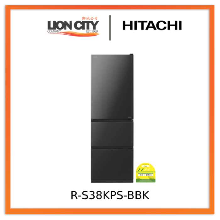 Hitachi R-S38KPS-CNX/BBK 375L 3-Door Fridge (2 Ticks)