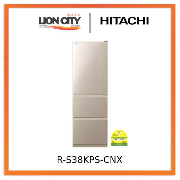 Hitachi R-S38KPS-CNX/BBK 375L 3-Door Fridge (2 Ticks)