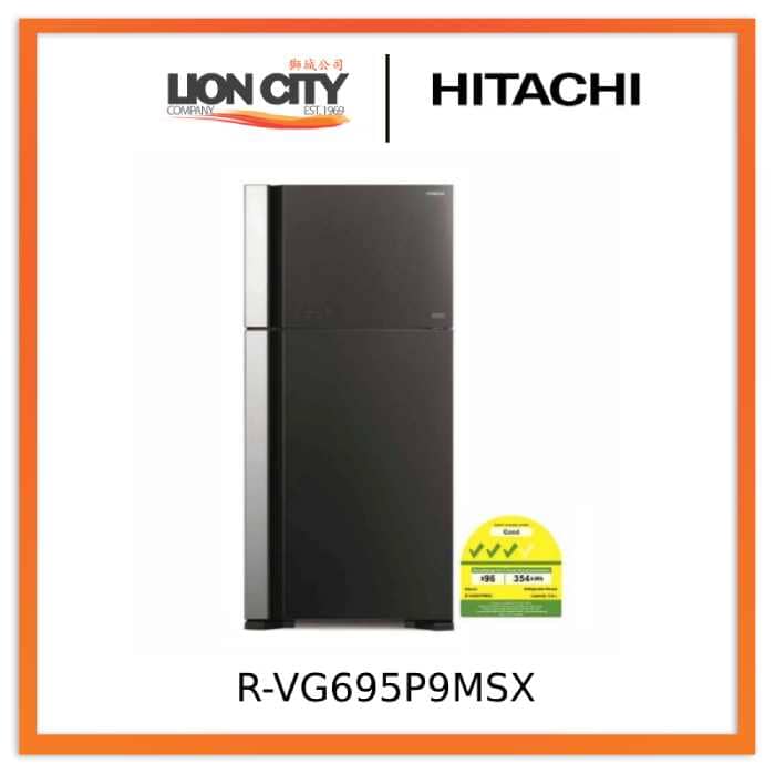 Hitachi RVG695P9MSX - GBK BIG-2 Glass Door Inverter Refrigerator R-VG695P9MSX