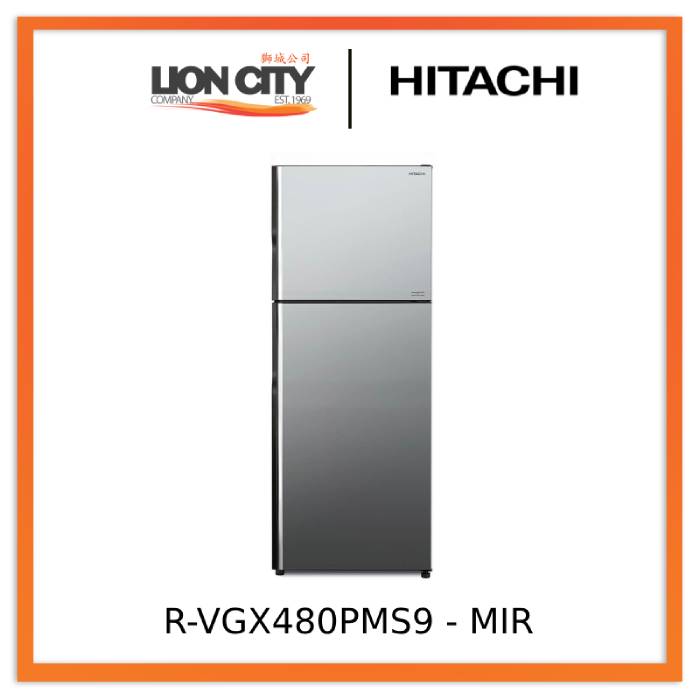 Hitachi RVGX480PMS9 - GBK / XRZ / XGR / MIR 2-Door Deluxe Glass Inverter Refrigerator