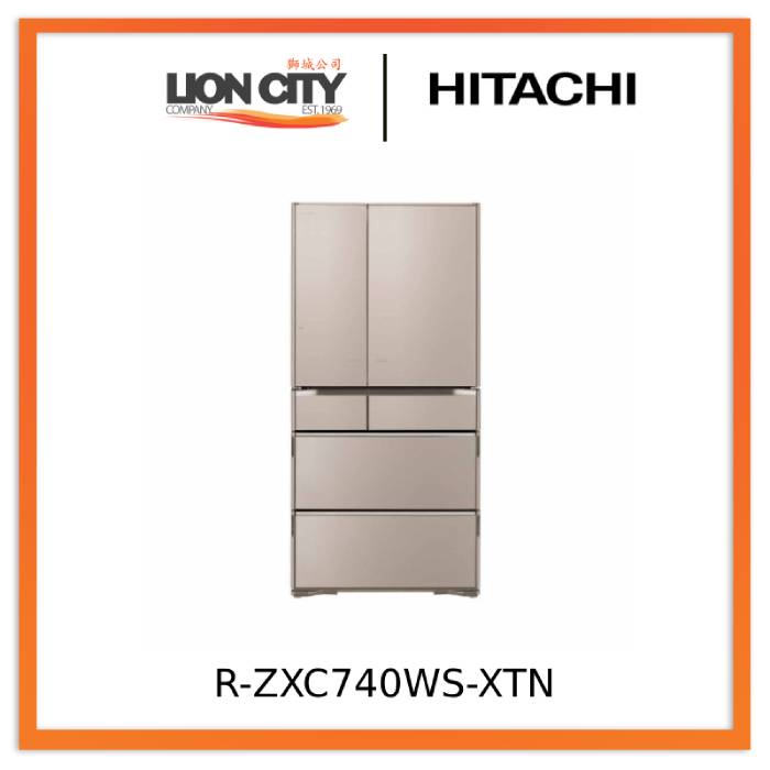 Hitachi 735L R-ZXC740WS-XTN 6-Door Fridge with Eco-Friendly Features