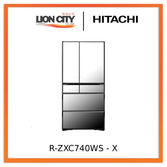 Hitachi 735L R-ZXC740WS-XTN/R-ZXC740WS-X 6-Door Fridge with Eco-Friendly Features