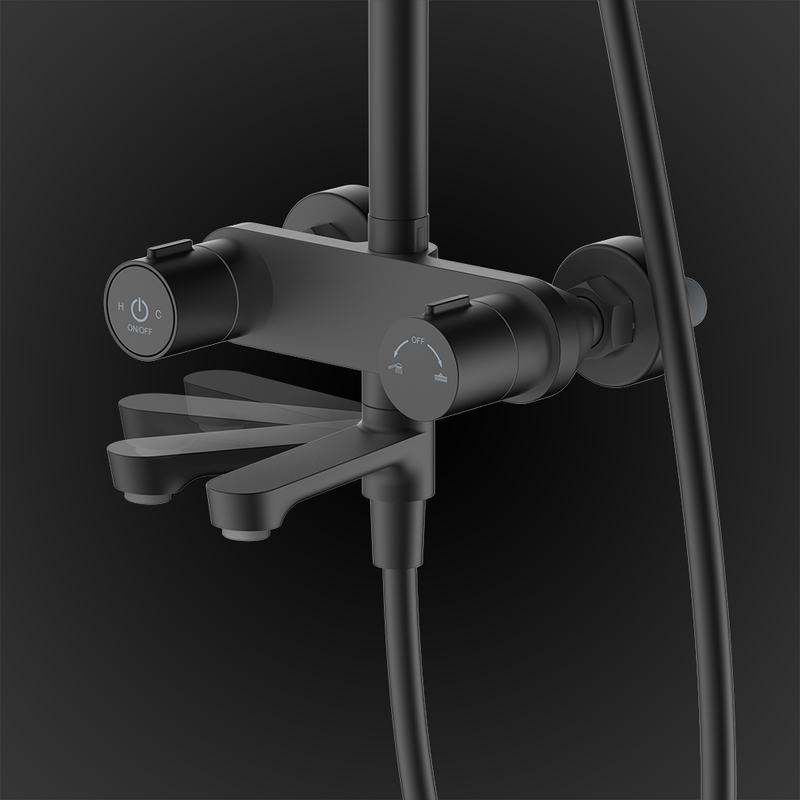 Rubine RSC-PUSHSTOP-R61-BK Rainshower Column with Mixer Matte Black