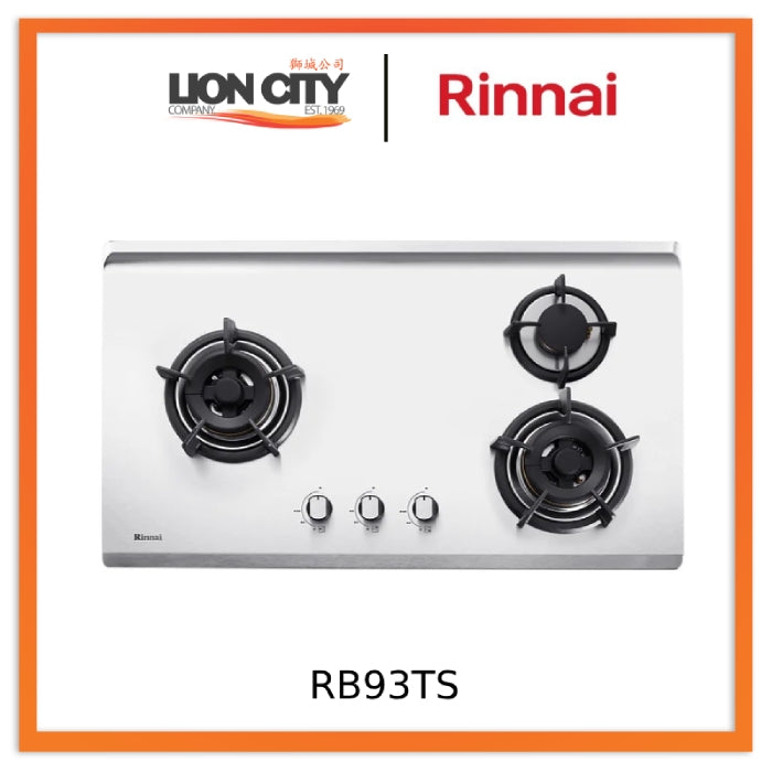 Rinnai RB93TS 3 Burner Built in Stainless Steel Gas Hob