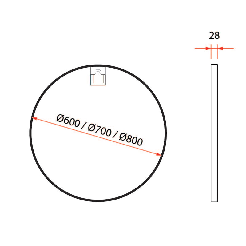 Rubine RBM-ACO-R80 BK Frame Mirror Matte Black