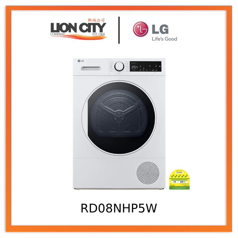 LG RD08NHP5W 8kg Heat Pump Dryer in White