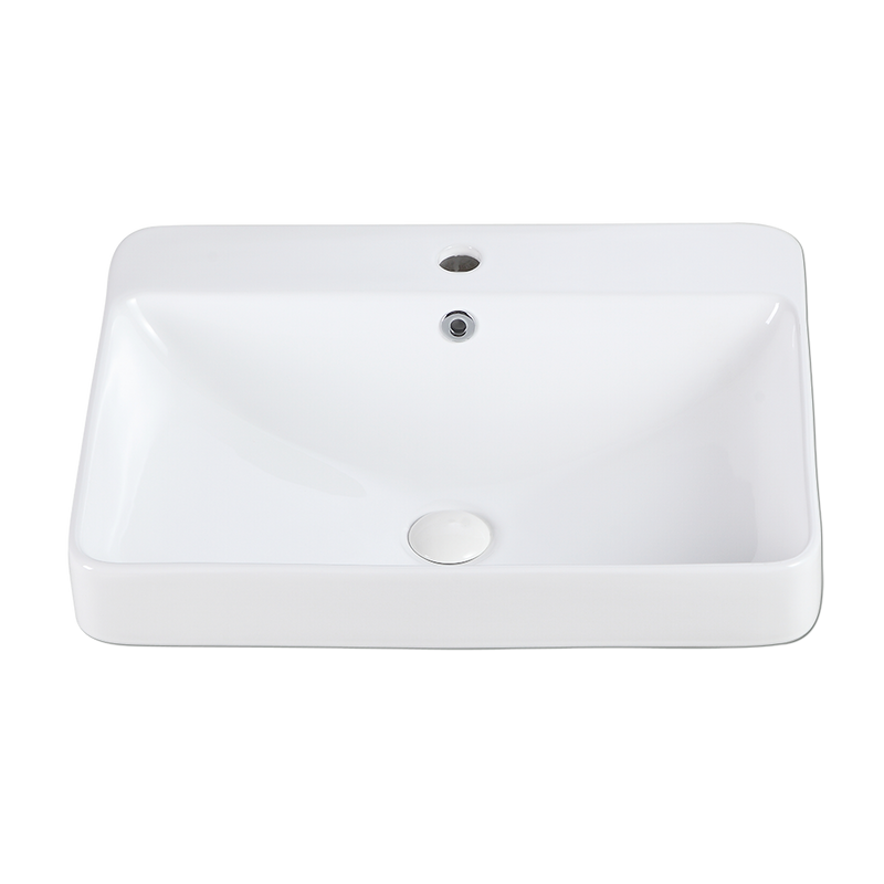 Rubine RIFF 59M 59cm Semi-Recessed Ceramic Basin Gloss White