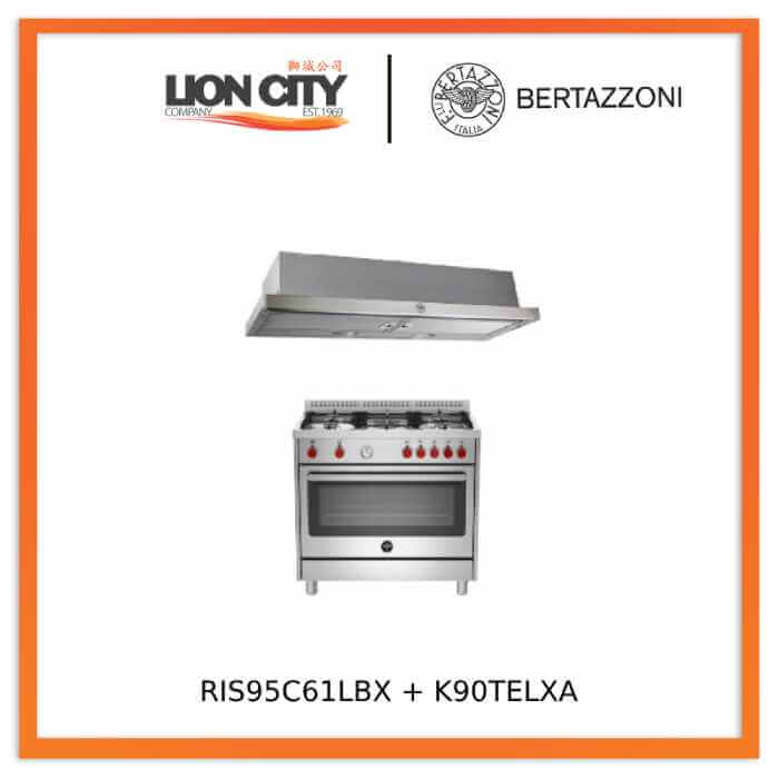 Bertazzoni RIS95C61LBX/XR/XB Free Standing Range Cooker Electric Oven + K90TELXA Telescopic Hood