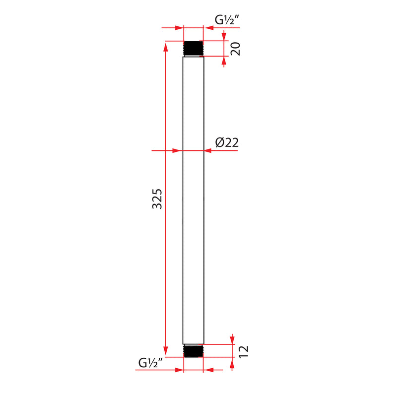 Rubine RSA-VAR-325 Vertical Arm Chrome