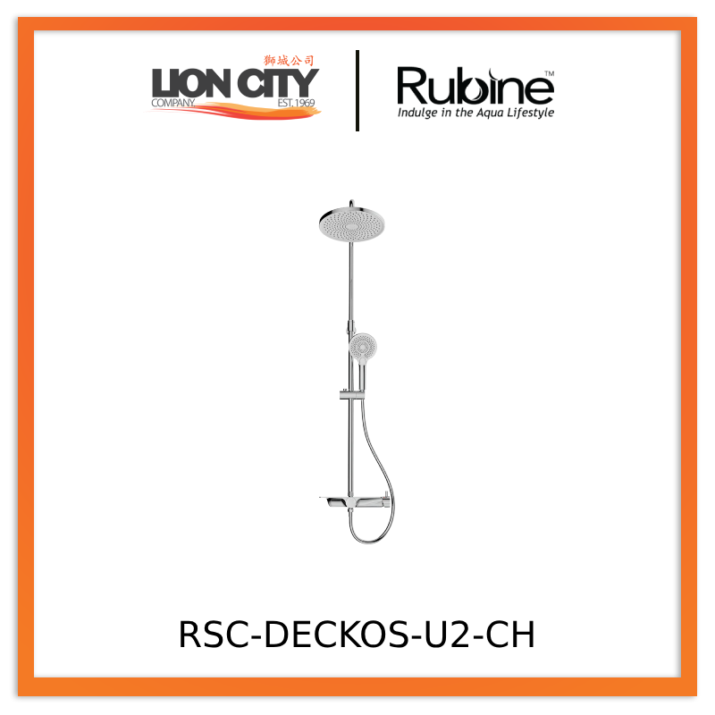 Rubine Deckos RSC-DECKOS-U2-CH Round Rainshower Column With Mixer Shelf Chrome