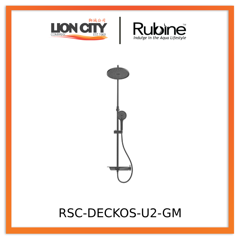 Rubine Deckos RSC-DECKOS-U2-GM Round Rainshower Column With Mixer Shelf