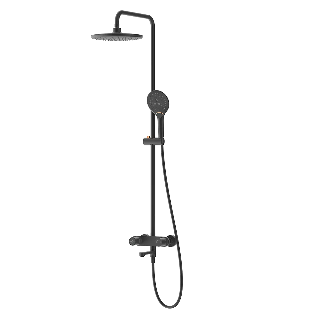 Rubine RSC-PUSHSTOP-R61-BK Rainshower Column with Mixer Matte Black