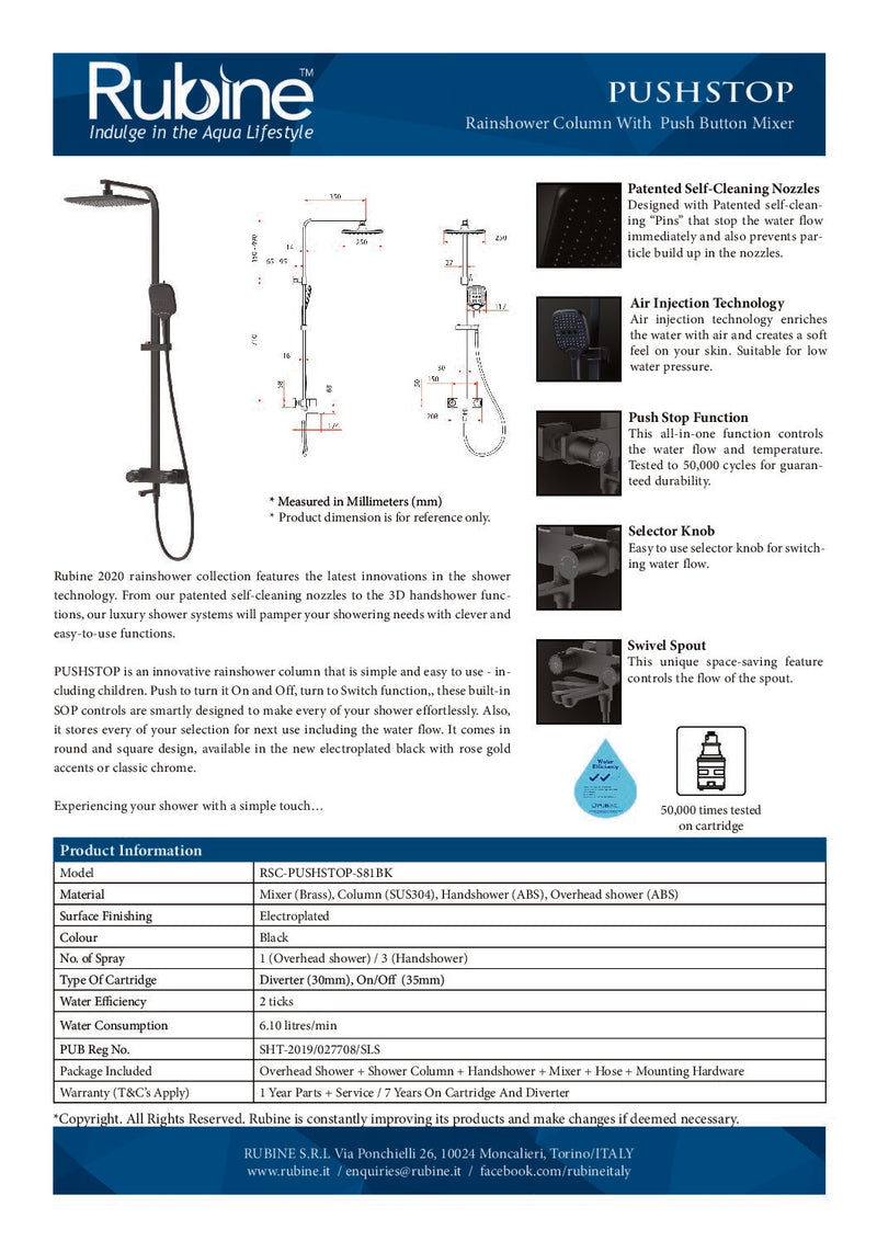 Rubine RSH-BOSCO-117-CH Hand Shower Chrome