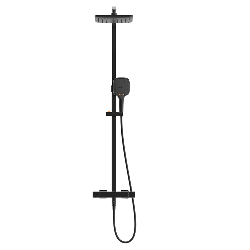 Rubine RSC-THERMO-S41-BK Rainshower Column Mixer Matte Black