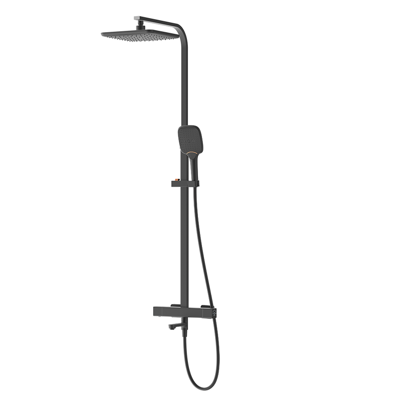 Rubine RSC-THERMO-S41-BK Rainshower Column Mixer Matte Black