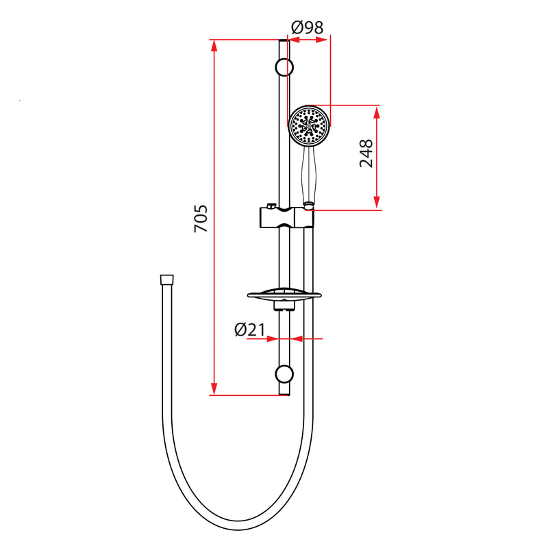 Rubine RSH-BOSCO-117-CH Hand Shower Chrome