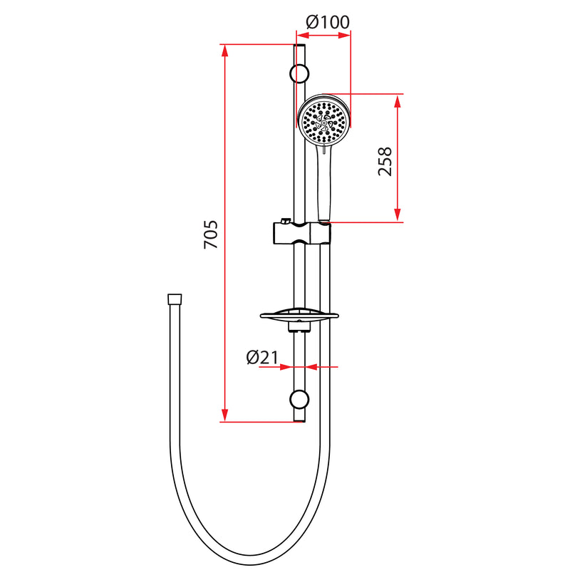 Rubine FONTANA RSH-FONTANA-107-BK Handshower Set Matte Black