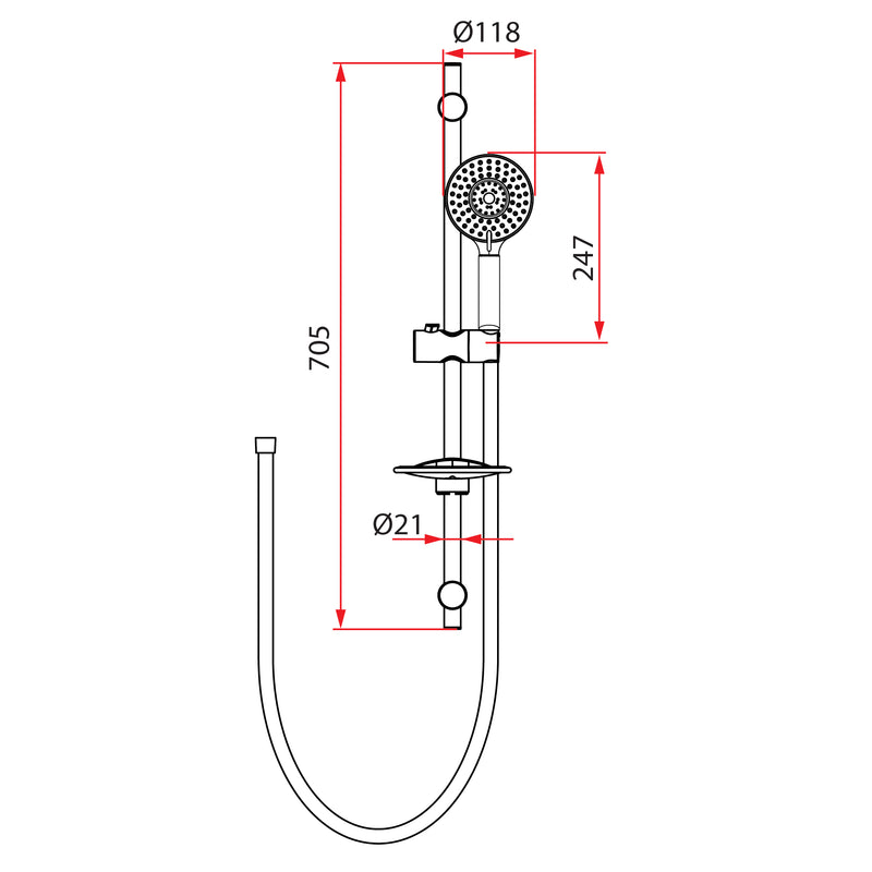 Rubine LAGO RSH-LAGO-5-104-AA Handshower Set Chrome