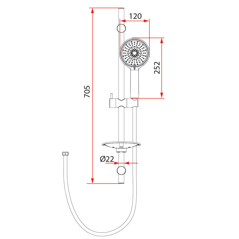 Rubine RSH-PULIZ-810-BK Shower Set Matte Black